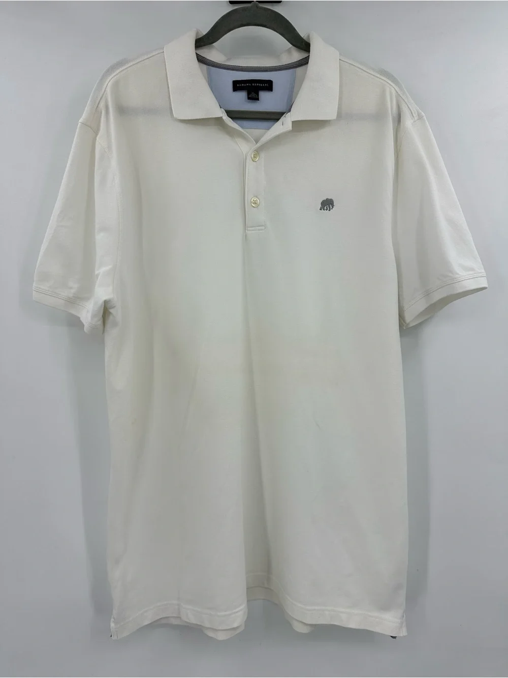 Banana Republic White Polo with Subtle Elephant Logo
